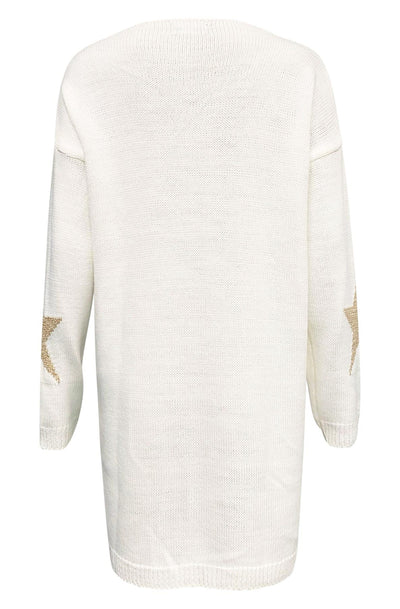 Bethany 'Star' Shimmer Knitted Jumper Top-Ivory