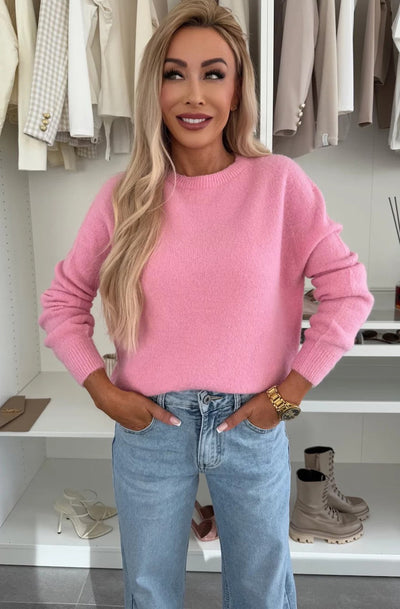 Elisha Light Knitted Jumper Sweater-Pink