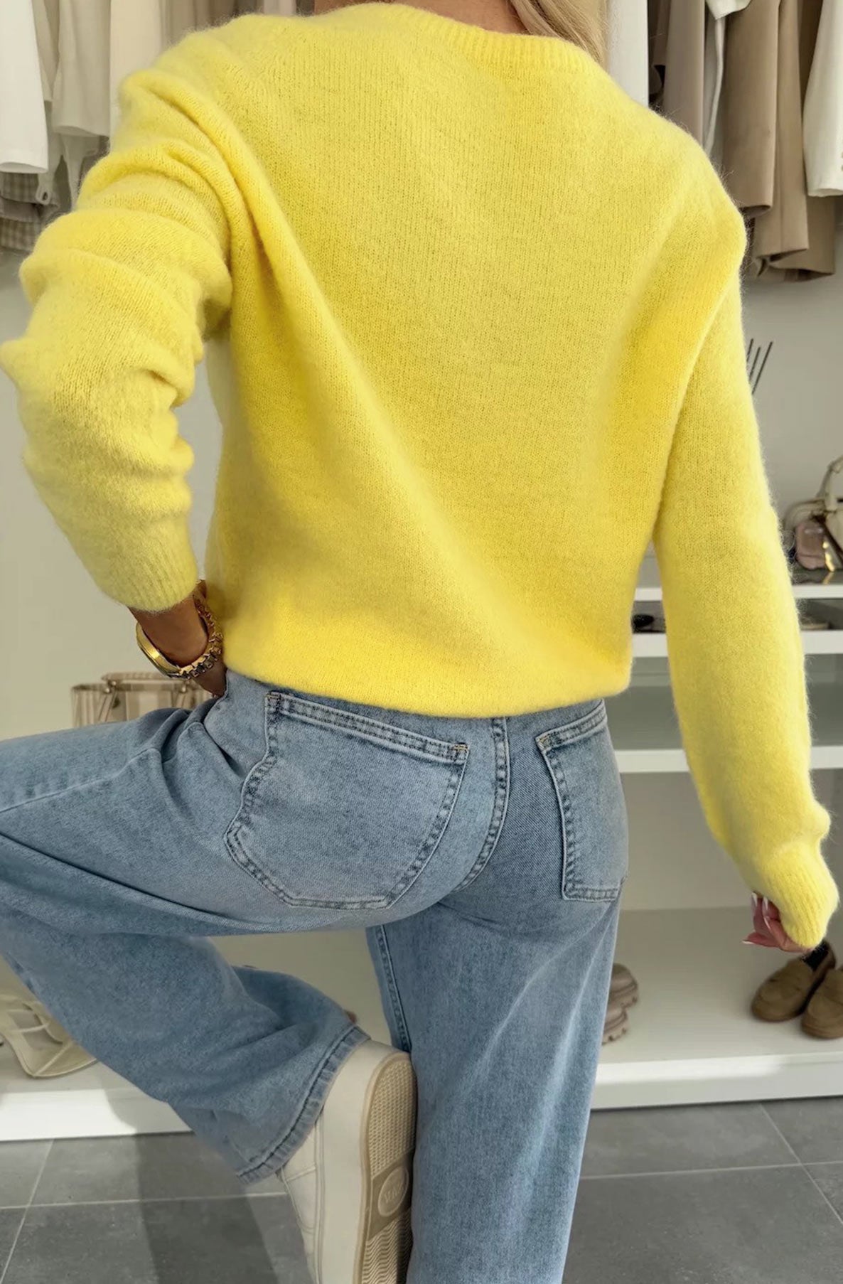 Elisha Light Knitted Alpaca Jumper Sweater-Yellow