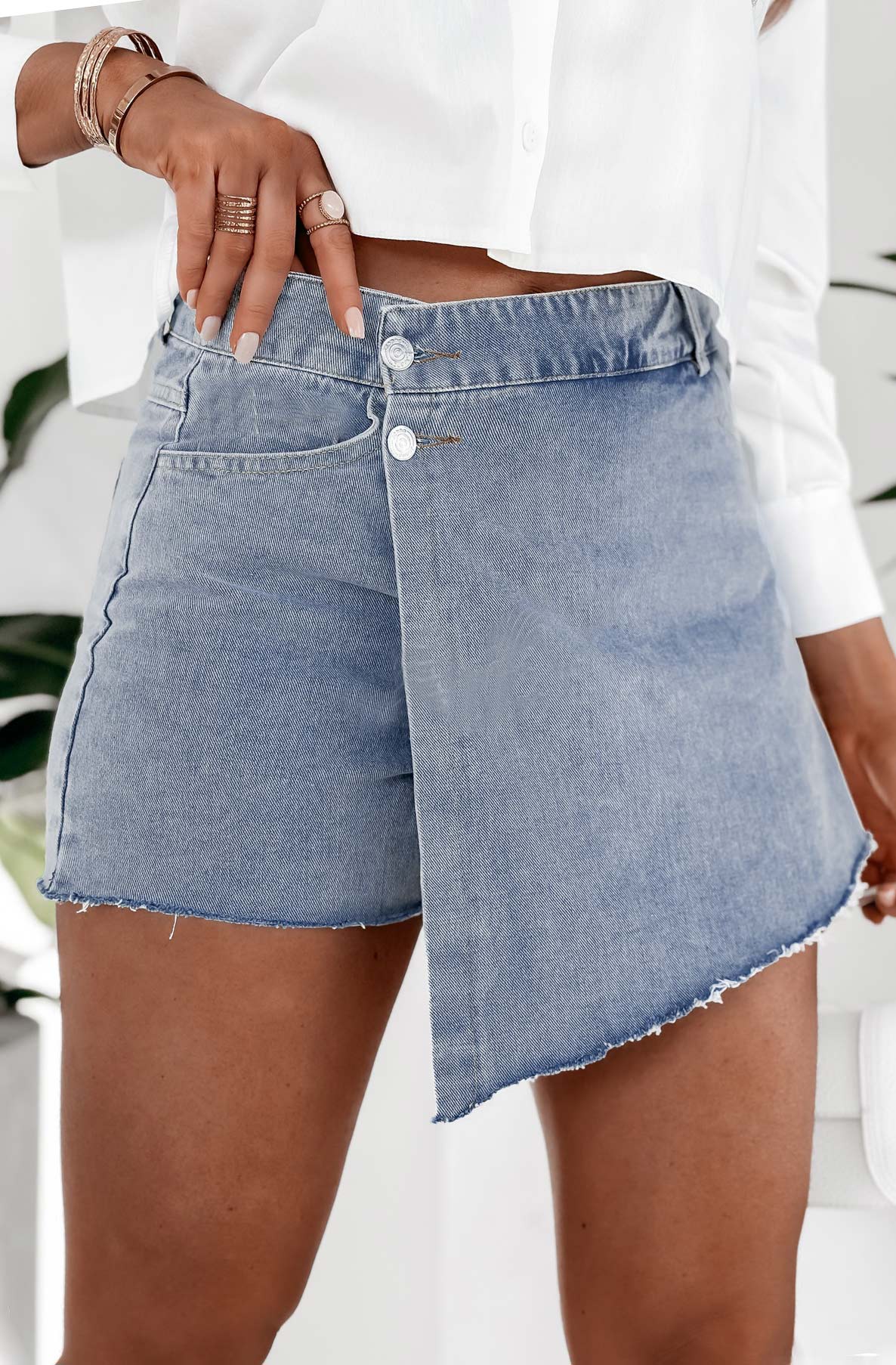 Jennie Overlay Denim Mini Skort-Blue