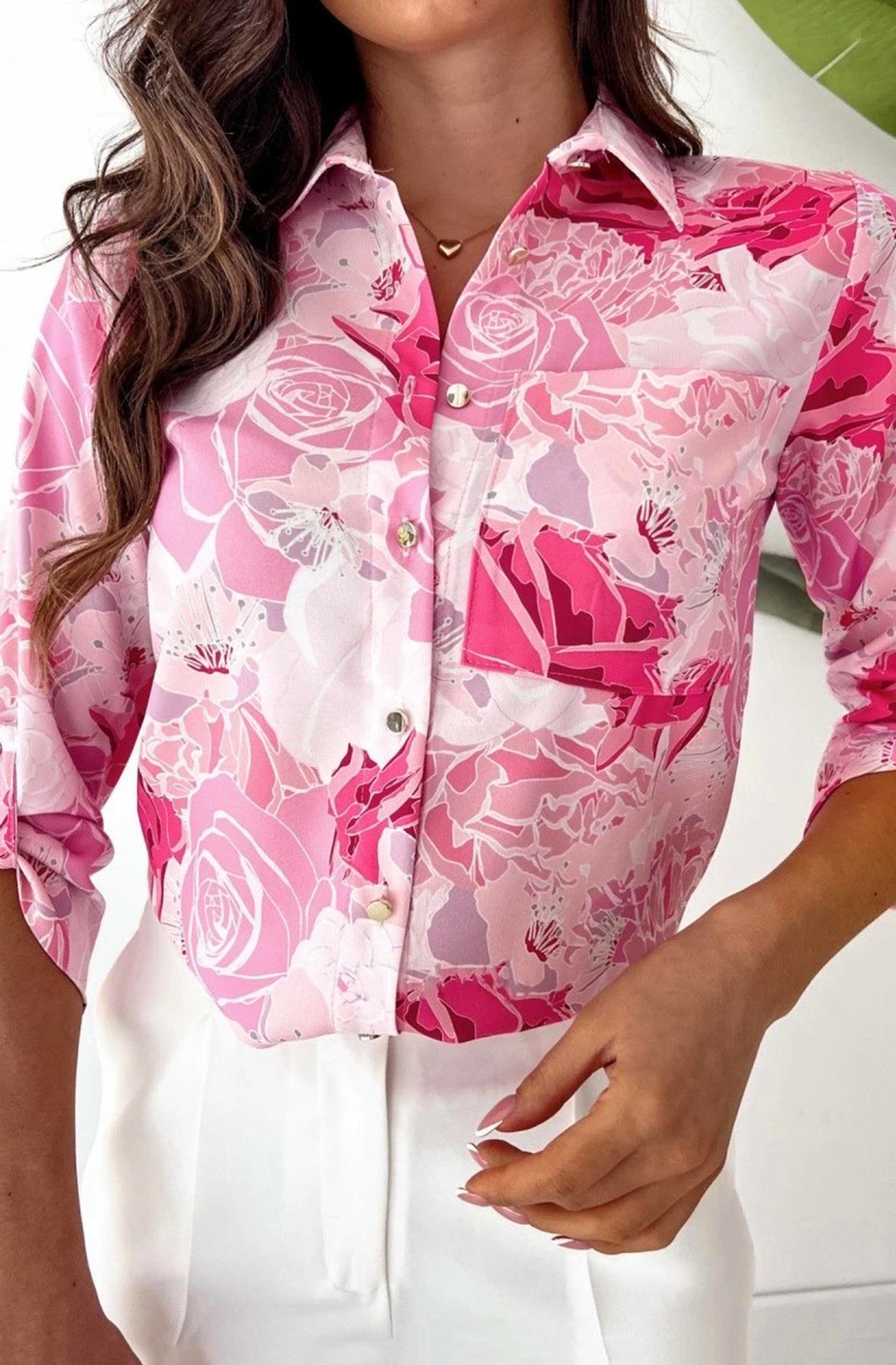 Katya Floral Print Blouse Top Shirt - Pink