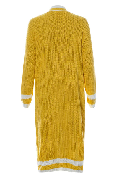 Kiki Longline Knitted Cardigan-Yellow