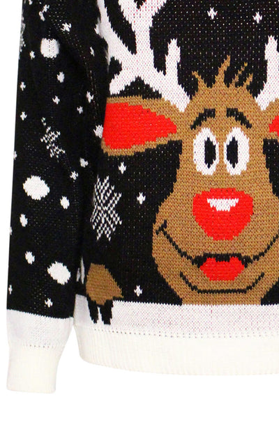 Ohana Christmas 'Reindeer' Jumper Top-Black