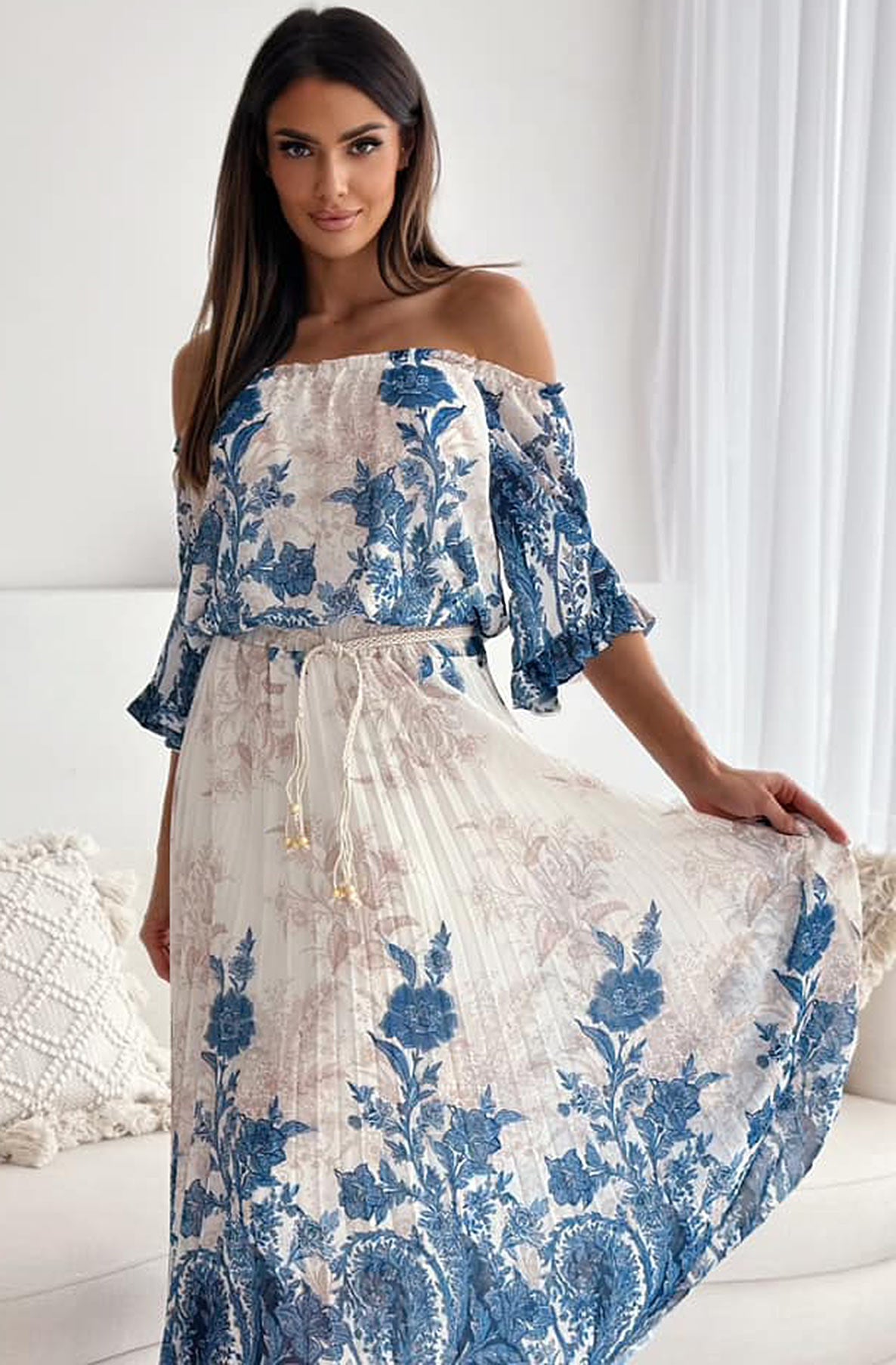 Reine Floral Two Piece Co-Ord Set-Blue