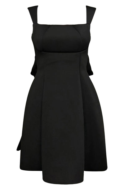 Trisha 'BOW' Scuba Skater Dress-Black