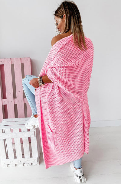 Trudie Longline Knitted Cardigan-Baby Pink